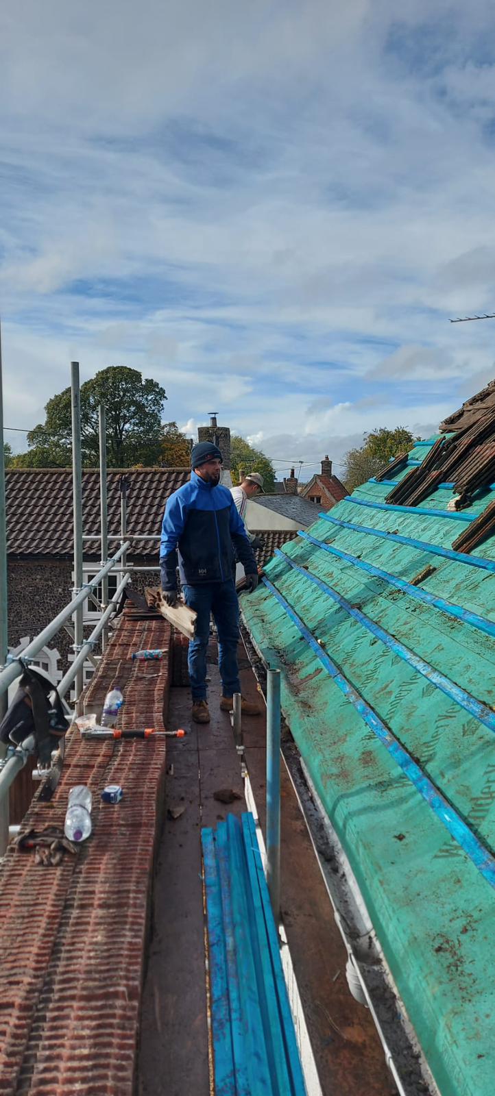 Roof repair in progress